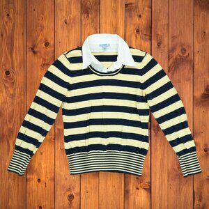 Vintage Izod Women's Striped Layered Sweater Size Large Made‎ in Japan